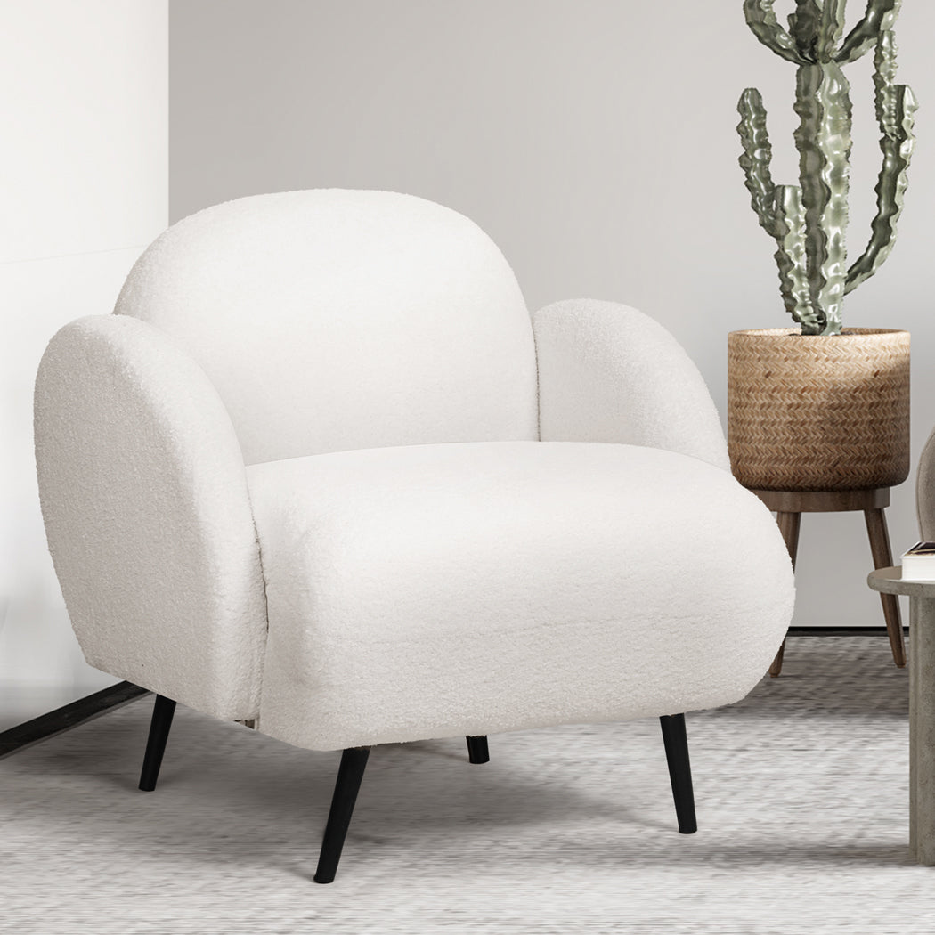 Levede Sofa Chair Fleece Upholstered Single White