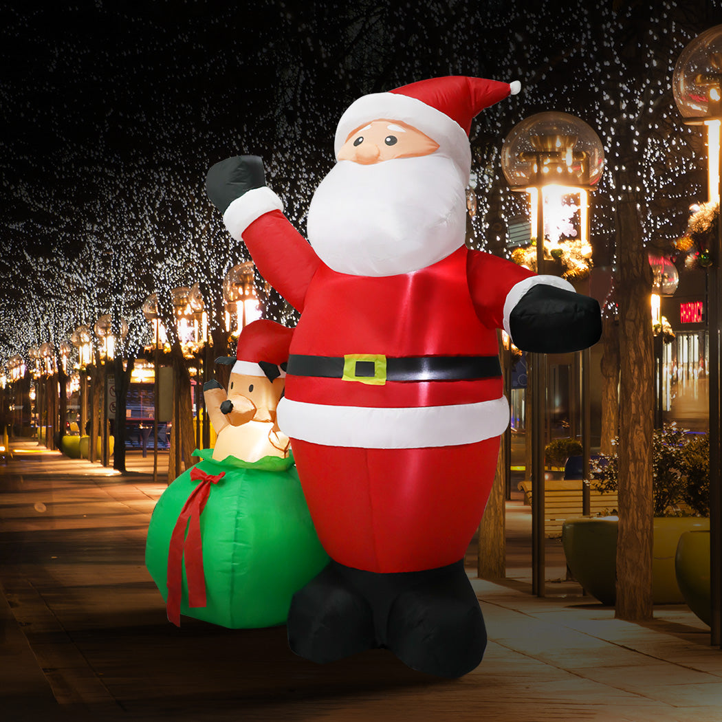 Santaco Christmas Inflatable Outdoor Santa Claus Elk 2.2M Xmas Decoration Light