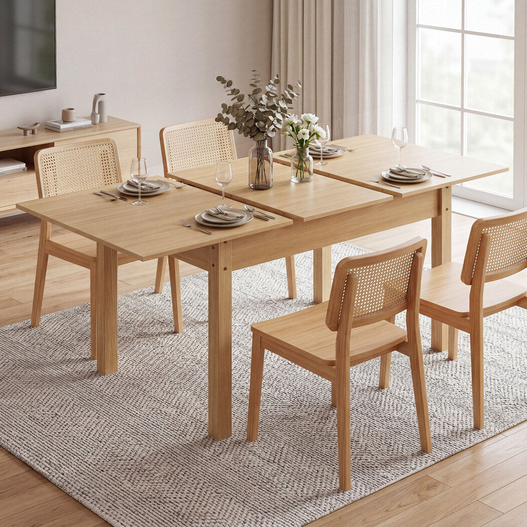 Levede Extendable Dining Table Oak Finish 4-6 Seater Wooden Kitchen 110-150cm