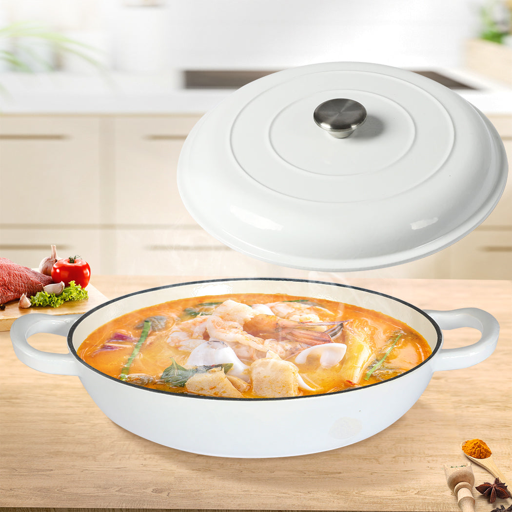 TOQUE 3.5L Enamel Dutch Oven Pan in White Colour