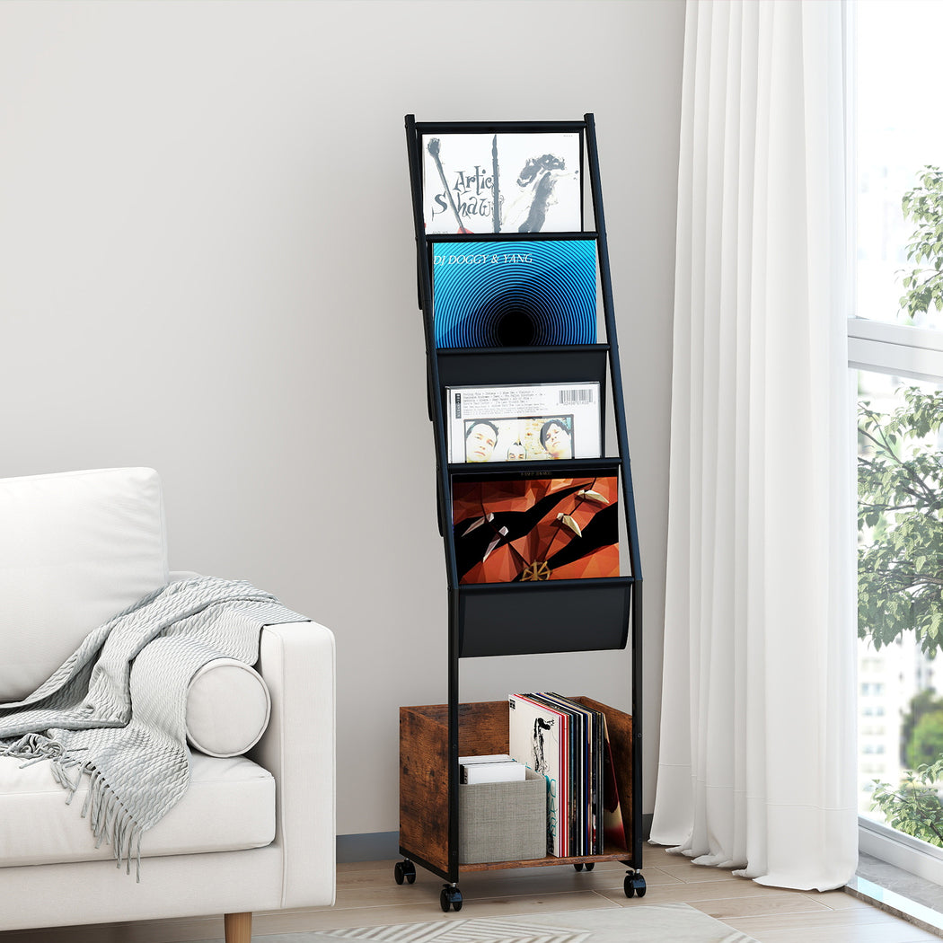 Levede 4-Tier Record Player Stand Storage Rack Holder Up to 100 Albums Magazine