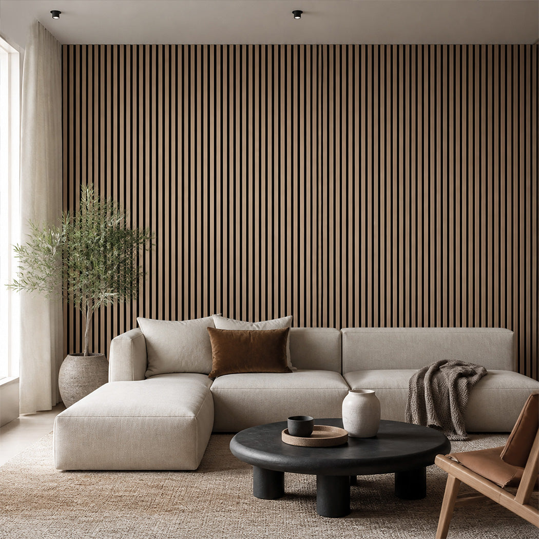 Levede Acoustic Wall Panels 4pc NRC>0.7 120 x 60cm for Interior Wall Decor Oak