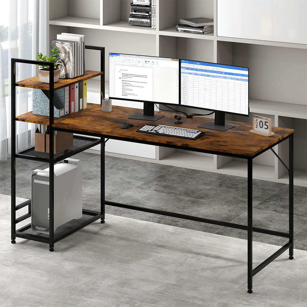 Levede Computer Desk Study Home Table with 4-Tier Shelf