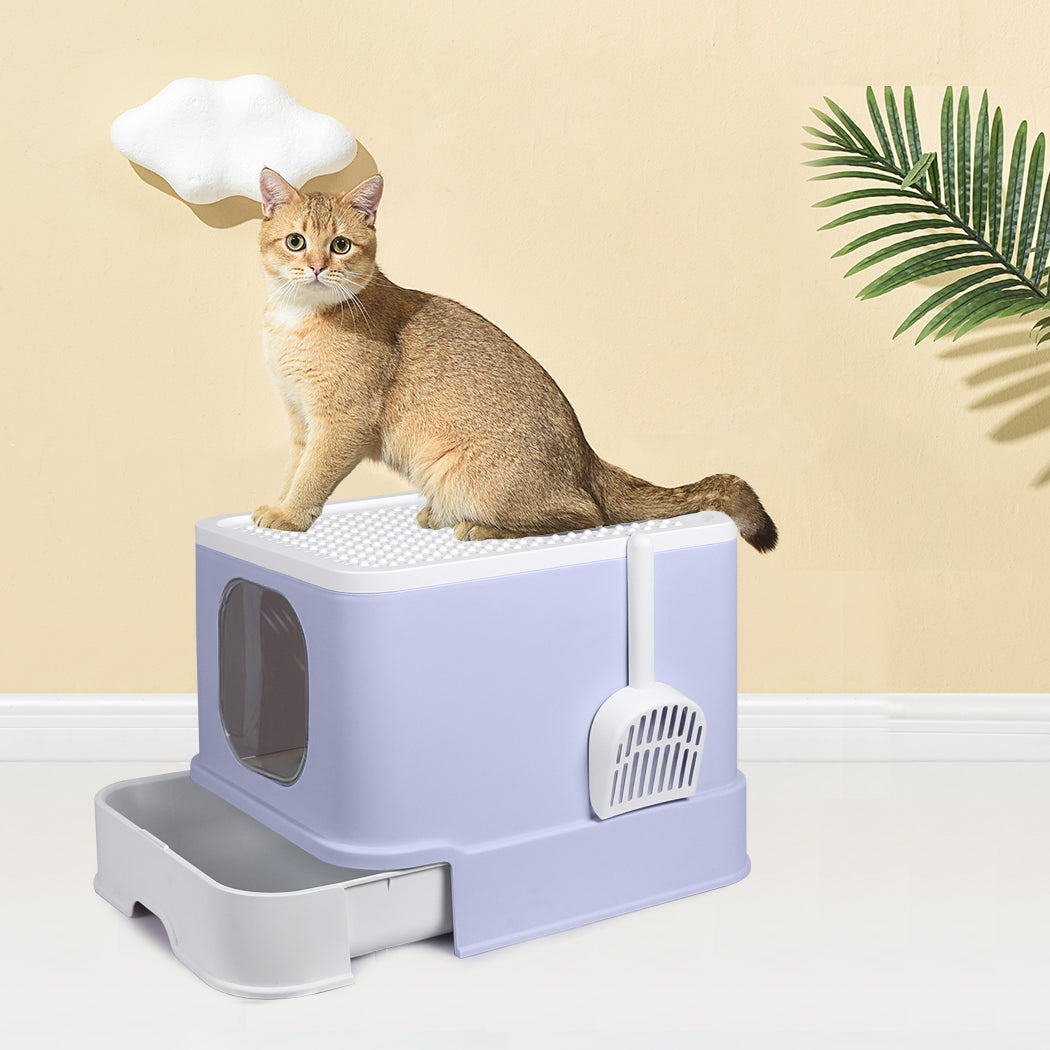 PaWz Cat Litter Box Fully Enclosed Toilet Purple