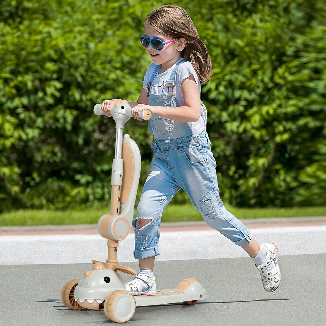 BoPeep Foldable Kids Scooter Flip-able Seat Beige