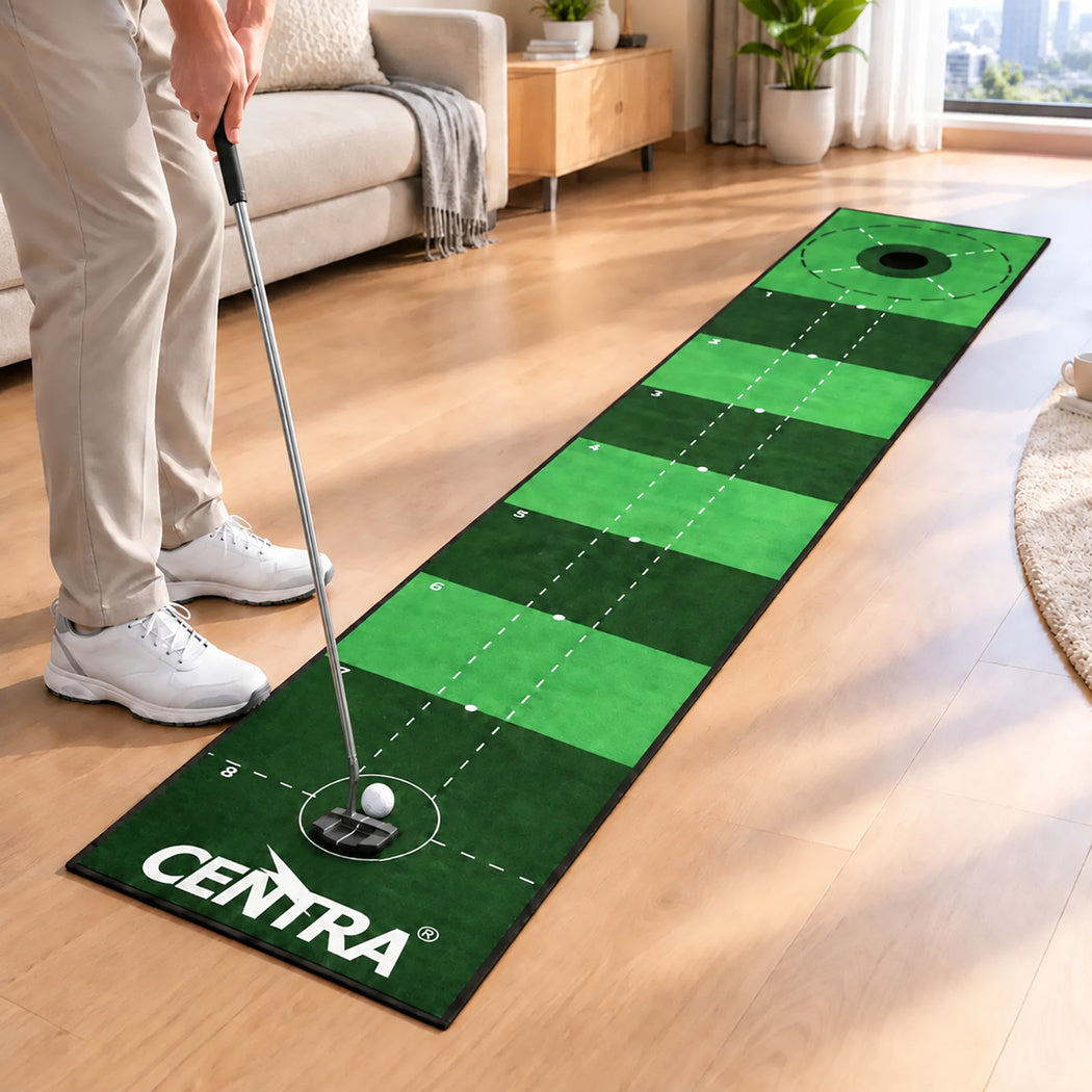 Centra Golf Putting Mat 3m Indoor Practice Non Slip Backing for Office Green
