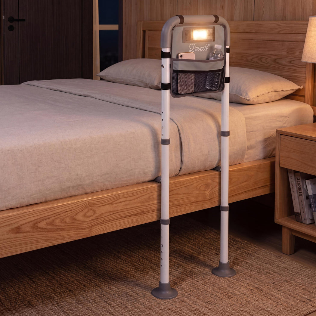 Levede Bed Rail Elderly Adjustable Safety Handle Bed Assist Motion Sensor Light