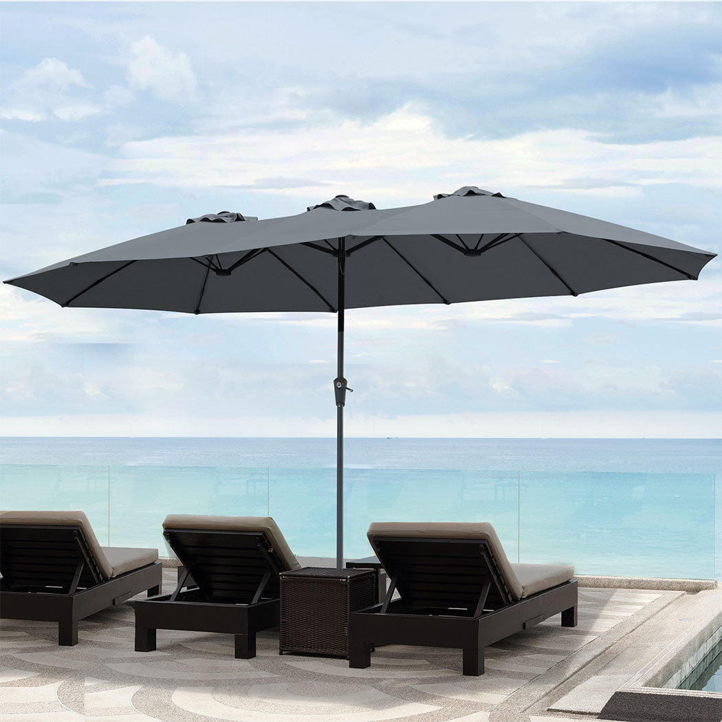 Centra 4M Double-sided Patio Umbrella Outdoor Umbrella Base Stand Grey