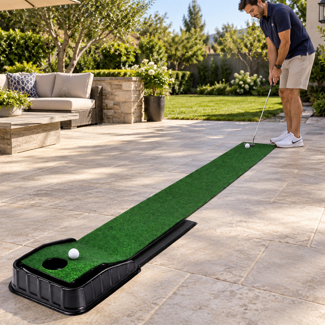 Centra Golf Putting Mat Auto Ball Return Path 220x33cm Indoor Outdoor Green