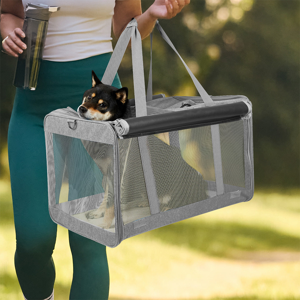 Pawz 3 in 1 Pet Soft Crate Dog Cat Carrier L Size Grey