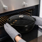 TOQUE Cast Iron Pot Dutch Oven Enameled Slow Cooking Bakeware Even Heat Black