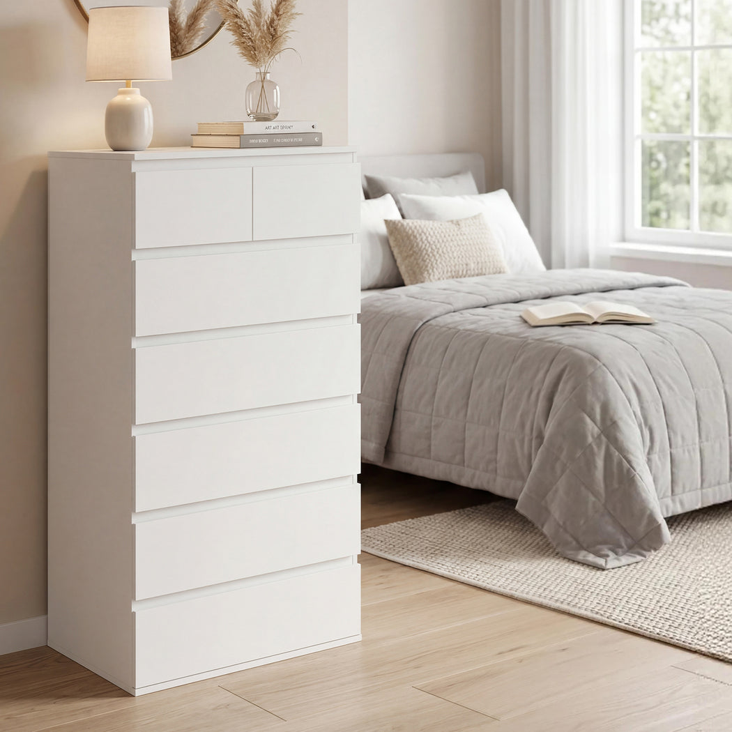 Levede Tall Storage Cabinet 7 Drawer Dresser Bedroom Storage Cupboard Tallboy
