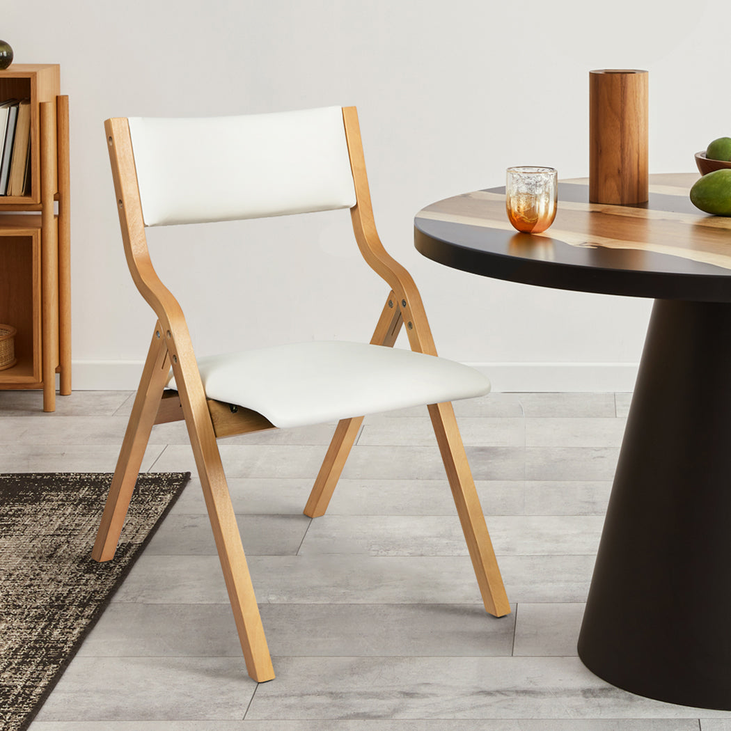 Levede 4x Dining Chairs Foldable PU Beige