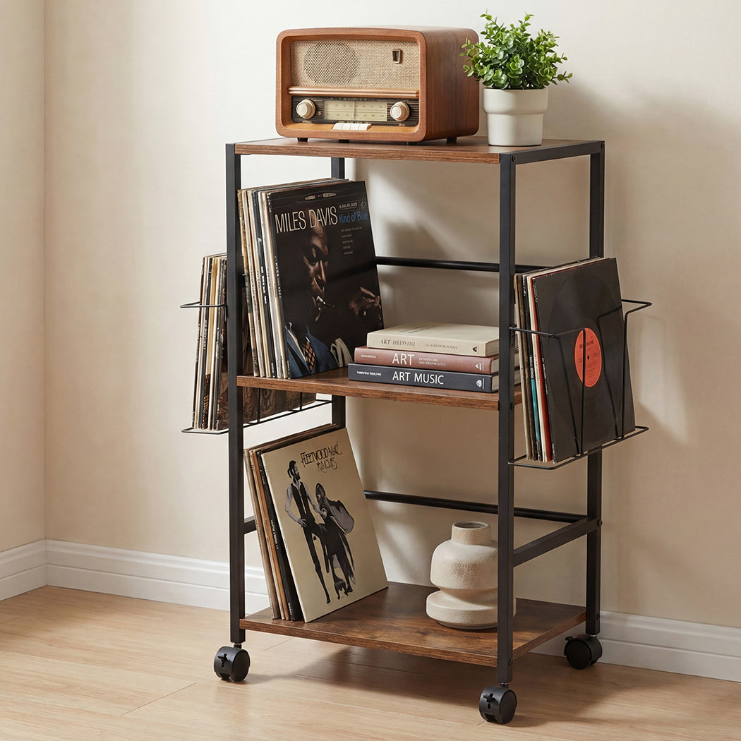 Levede Record Player Stand with Storage Vinyl Record Holder with Display Area