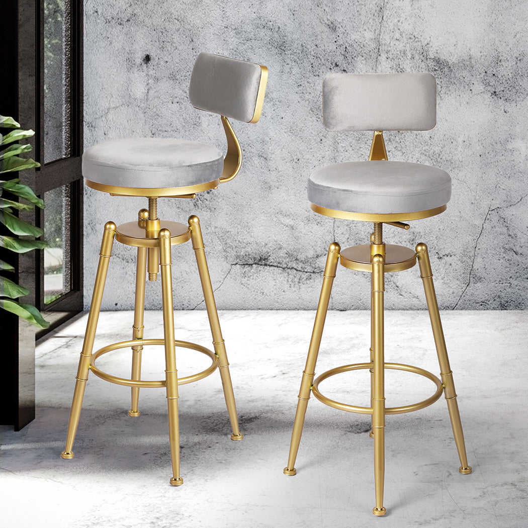Levede 4x Swivel Bar Stools Kitchen Bar Chair Grey