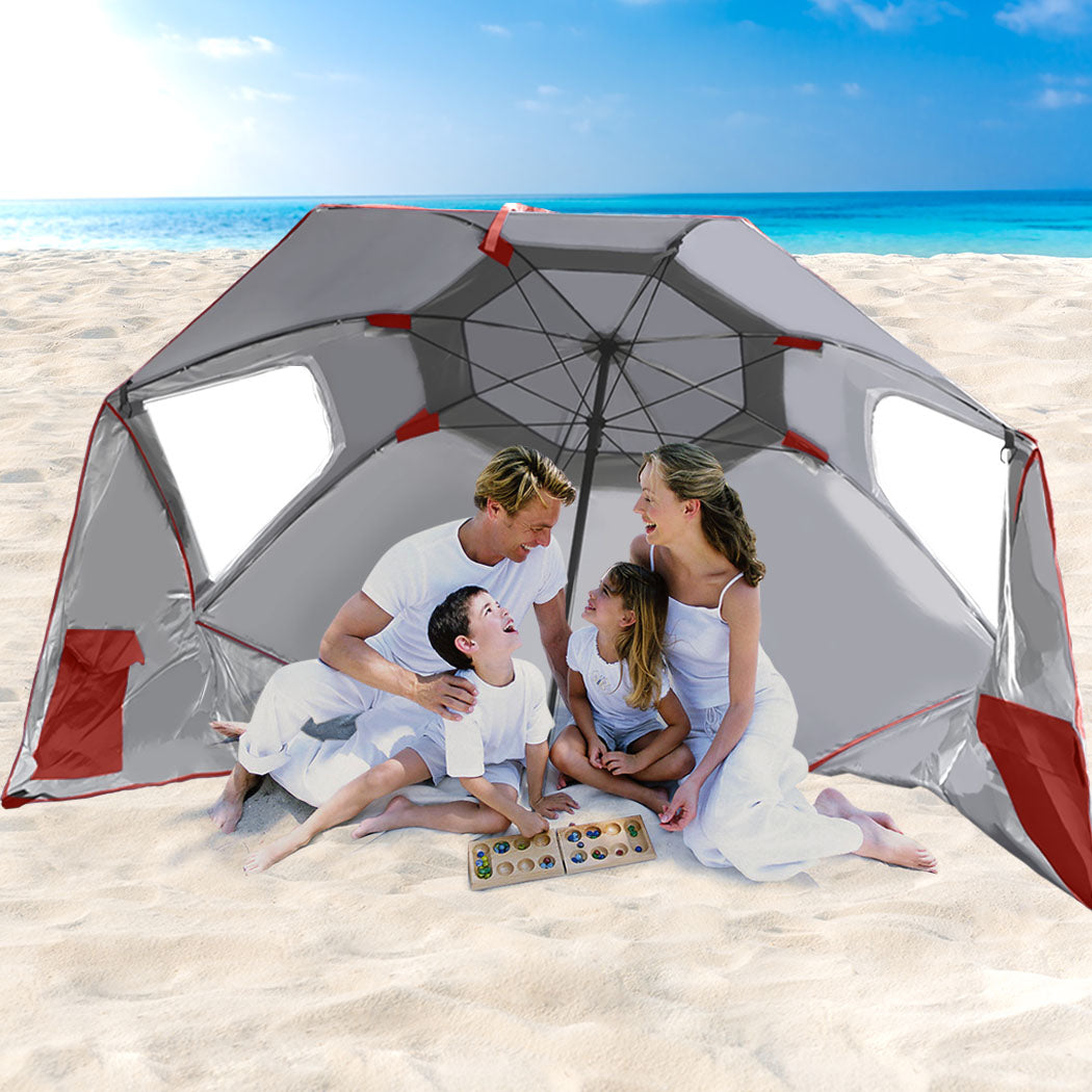 Mountview Beach Umbrella Outdoor Umbrellas Red 2.33M