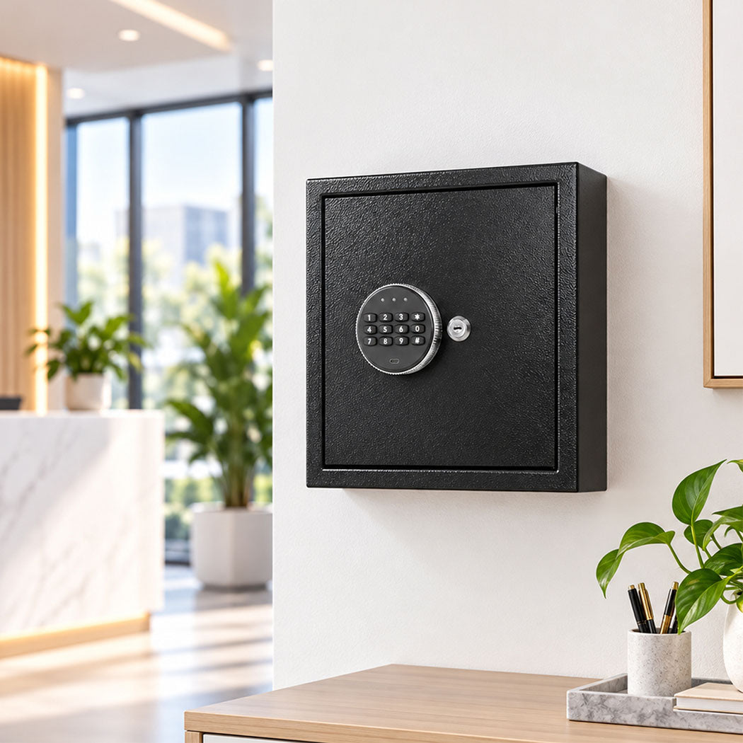 Levede Key Safe Lock Box Large 67 Hook Carbon Steel Cabinet With LED Black