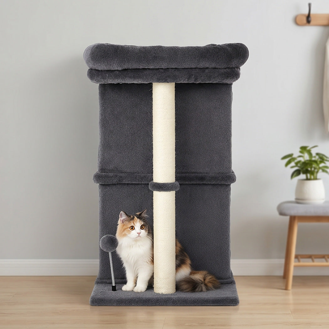 Pawz Cat Tree Cat Tower Top Perch Sisal Post E1 Particle Board Dark Grey