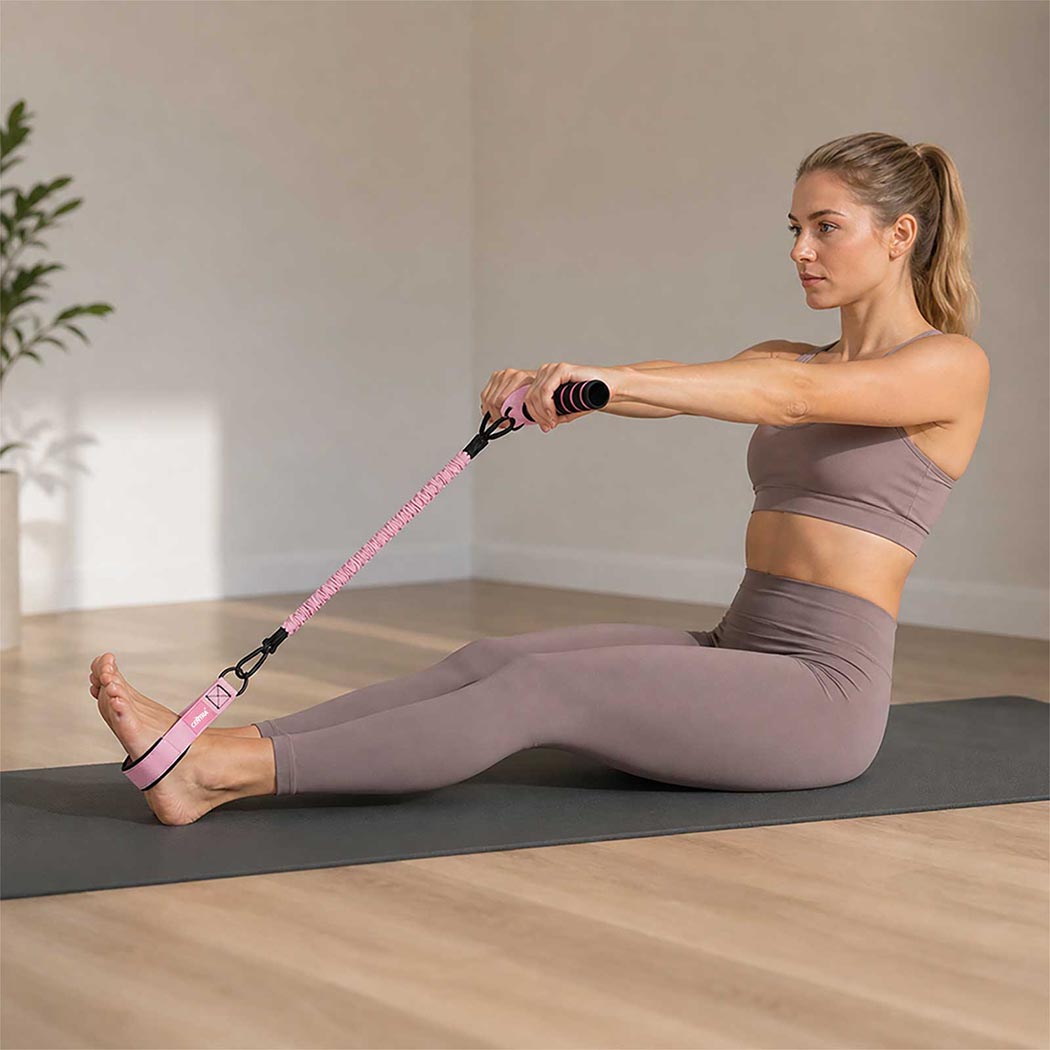 Centra Resistance Bands Set Foot Pedal 3 Tube Adjustable for Home Workout Pink