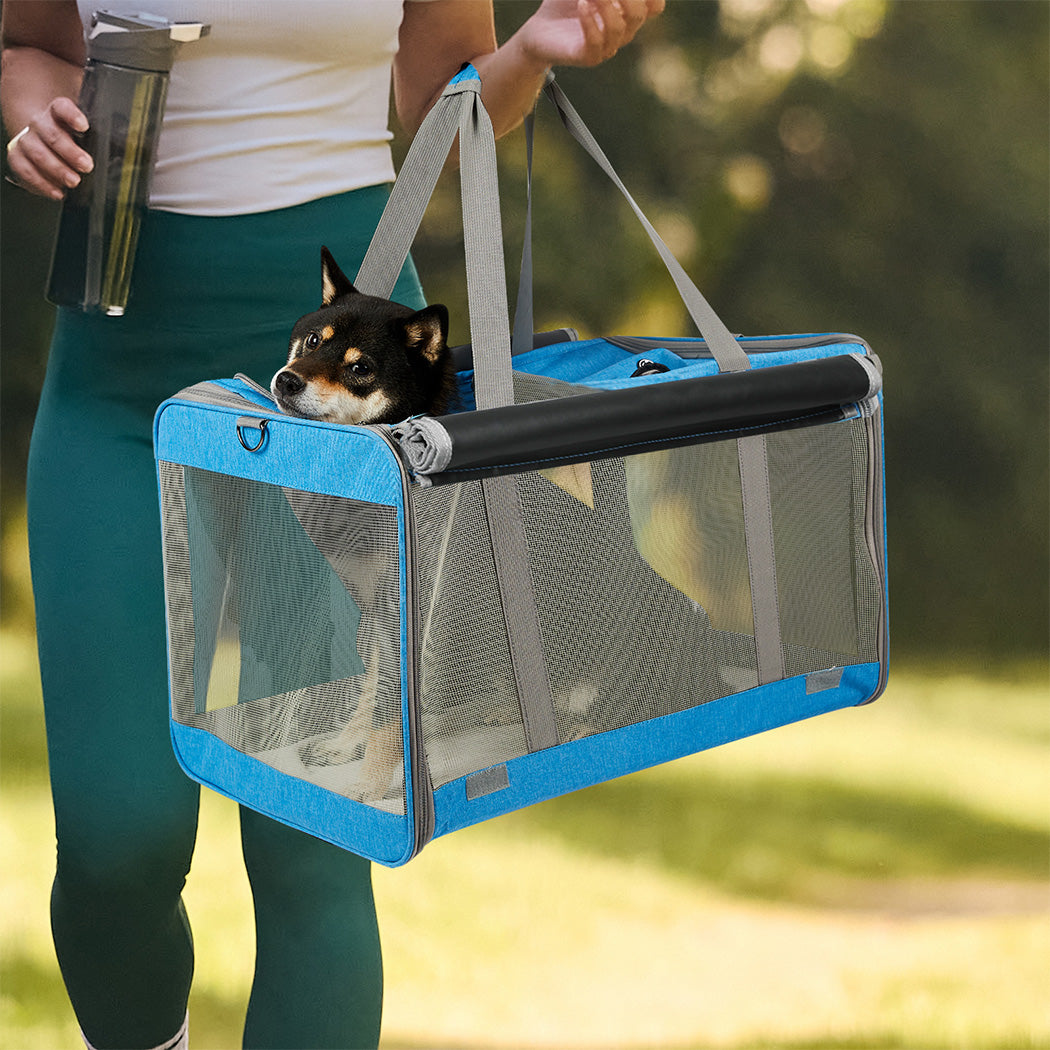 Pawz 3 in 1 Pet Soft Crate Dog Cat Carrier L Size Blue