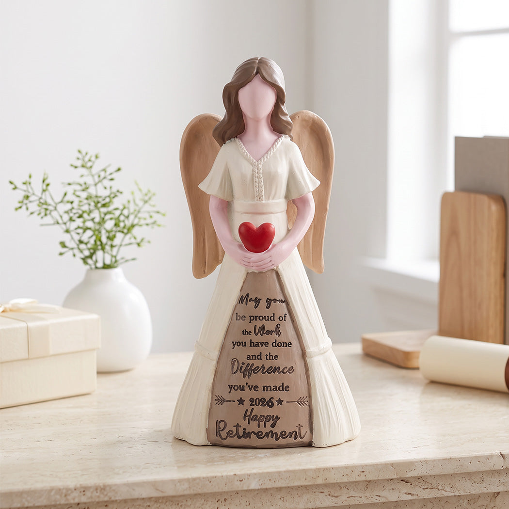 Levede Resin Angel Heart Figurines Tribute Retirement Gift for Elder White