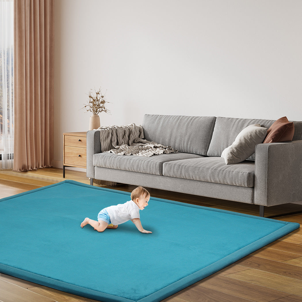 Marlow Coral Velvet Area Rugs Large Mat 120x200cm Blue