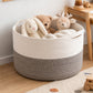 Levede Blanket Basket Cotton Rope Foldable Large with Handles Bedroom Brown