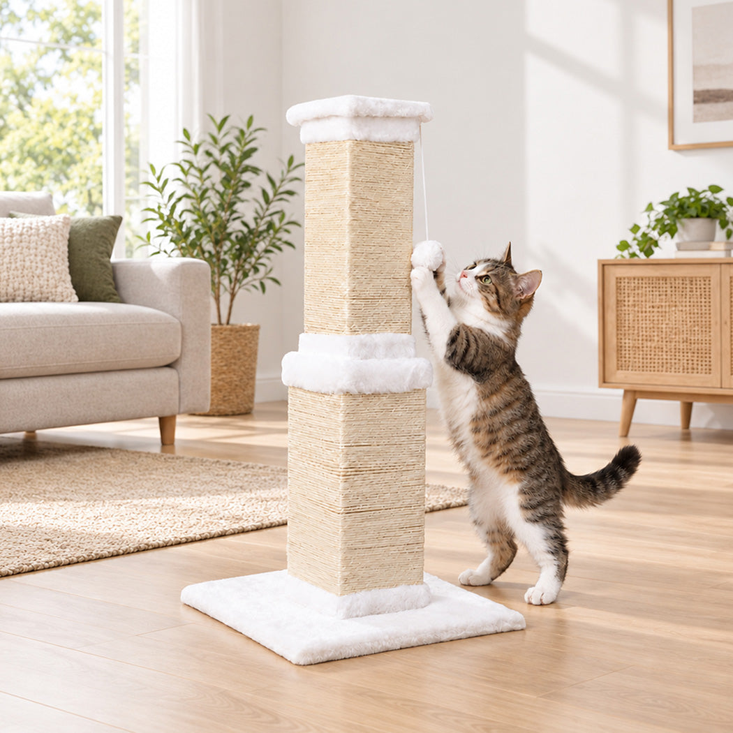 PaWz Cat Scratching Post 83cm Tall Sisal with Stable Base for Large Adults White