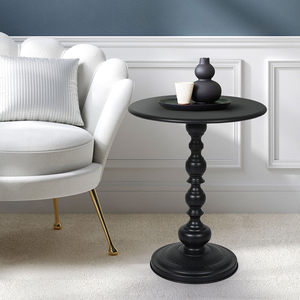 Levede Side Table Vintage End Round Black