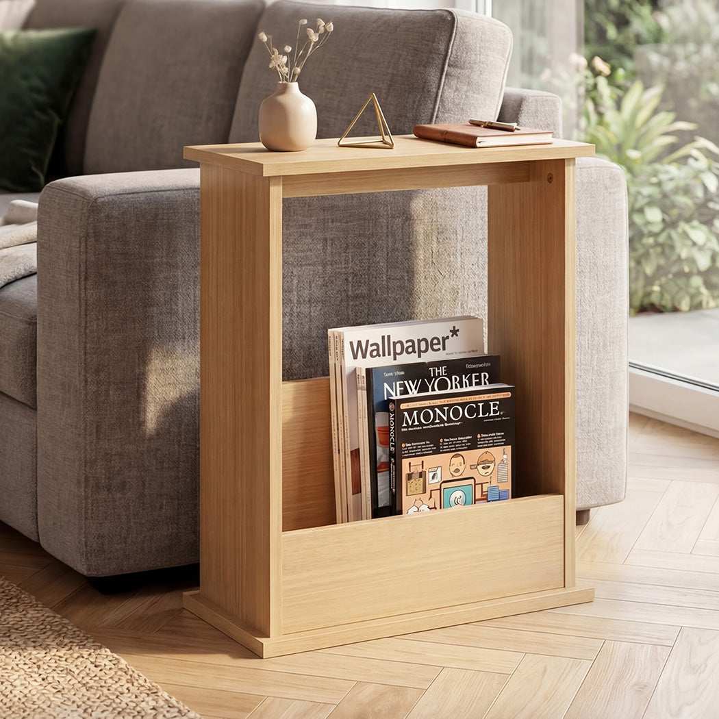 Levede Narrow Side Table Magazine Rack Slim End Bedside Storage Table Bedroom