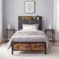 Levede Single Bed Frame Industrial Tufted Soft Storage Headboard USB Charge