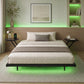 Levede Double Bed Frame Floating Frame with Storage Shelves RGB Lights Black