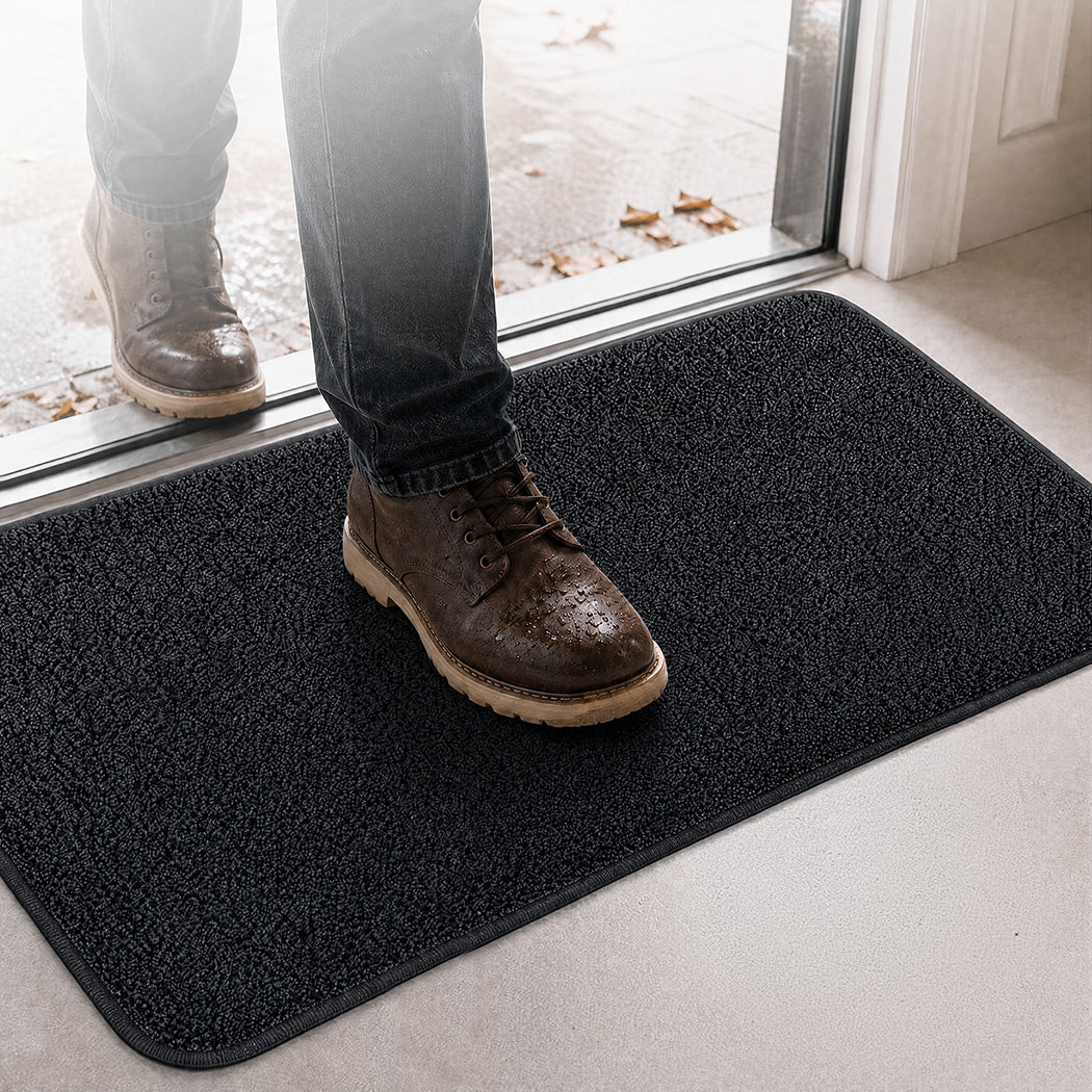 Marlow Door Mat Indoor 90x60cm Non Slip Washable Rug For Front Coal Grey