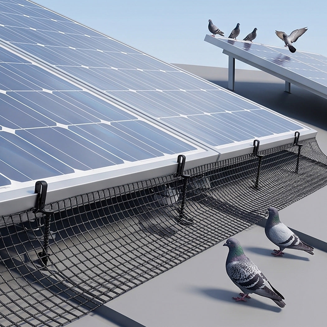 Mountview Bird Proofing Mesh Set PVC 60 Fixing Clips 30m for Solar Panel Black