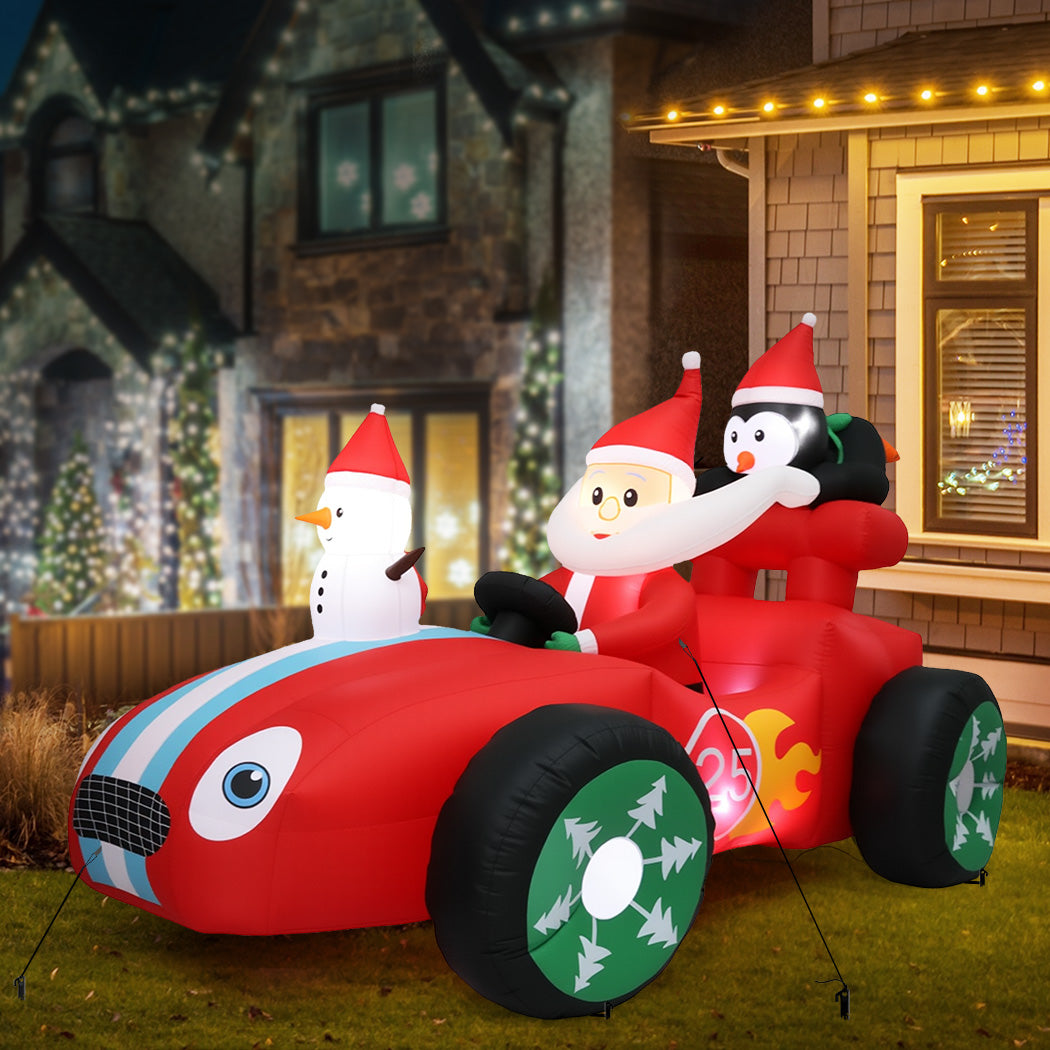 Santaco Christmas Inflatable 2.4M Santa Racing Sleigh