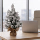 Santaco Christmas Tree 49cm Mini Christmas Tree LED Lights Snow Flocked PVC