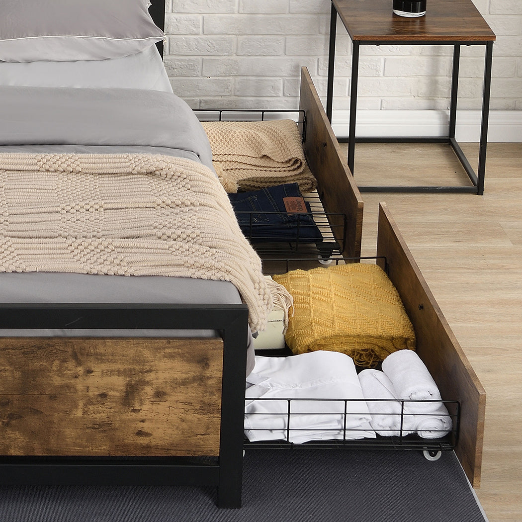 Levede 4 Queen Bed Frame Storage Drawers