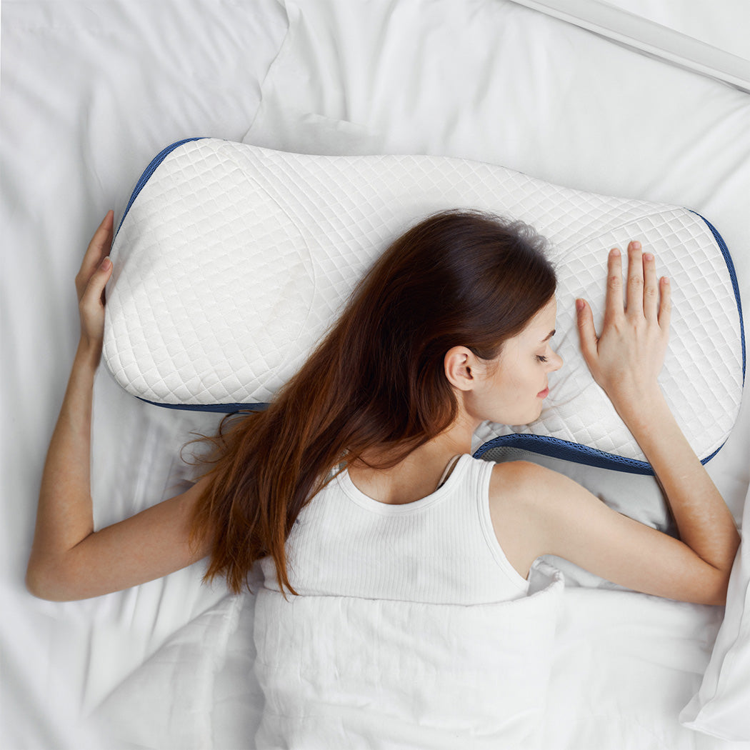 Dreamz Memory Foam Pillow Pillowcase Supprt Blue Rebound