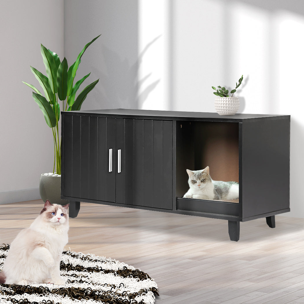 PaWz Enclosed Cat Litter Cabinet Box Black