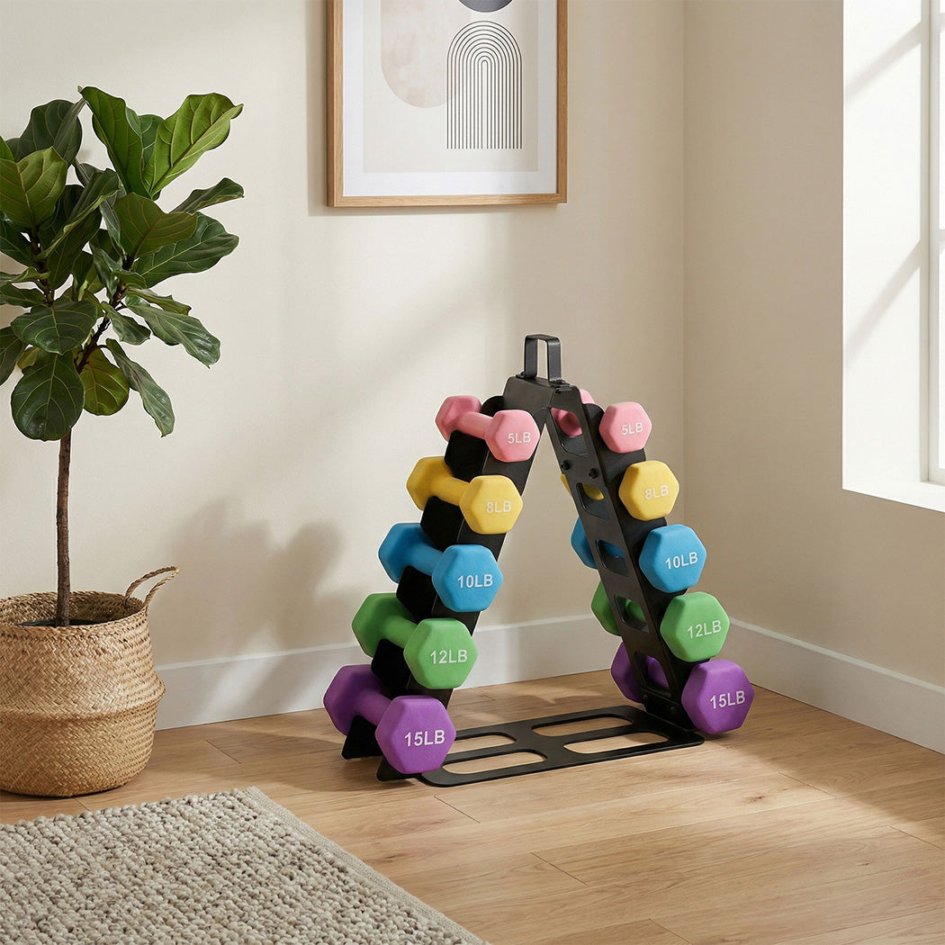 Centra Dumbbells Rack 5 Pair Dumbbell Stand Home Gym Storage 80kg Capacity