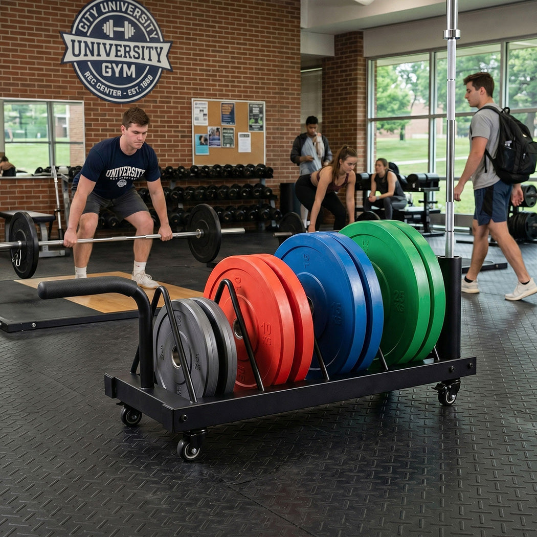 Centra Horizontal Bumper Plate Rack with Wheels Barbell Weight Storage Holder