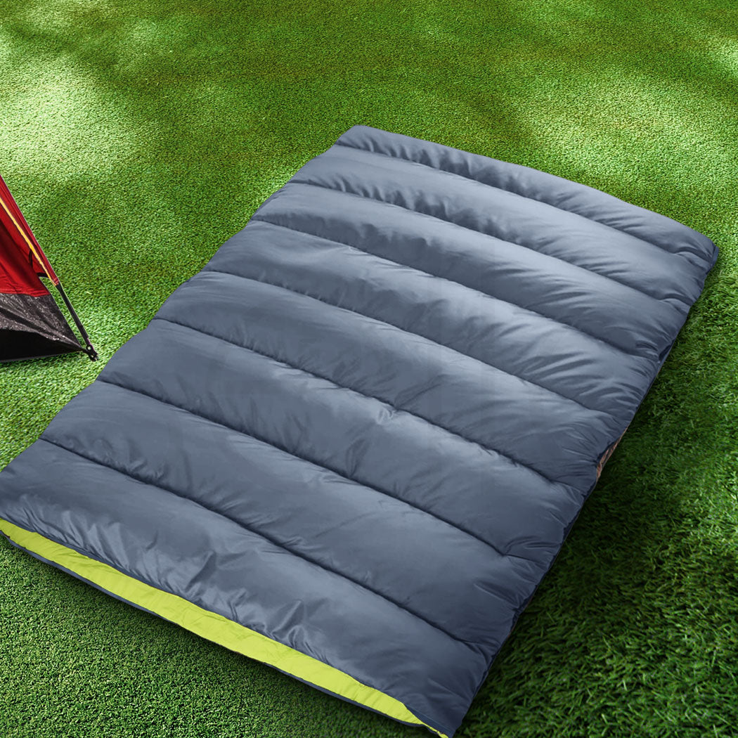 Mountview Double Sleeping Bag Bags Outdoor Grey