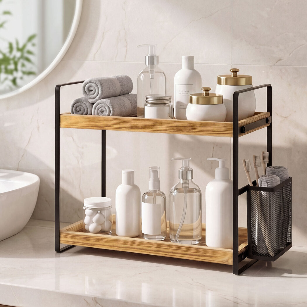 Levede 2 Tier Countertop Organiser Classic Storage Rack Shelf Bathroom Kitchen
