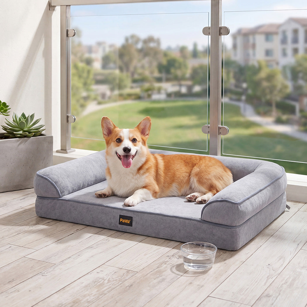 Pawz Cooling Orthopedic Dog Bed Waterproof Lining Washable Memory Foam Grey XL
