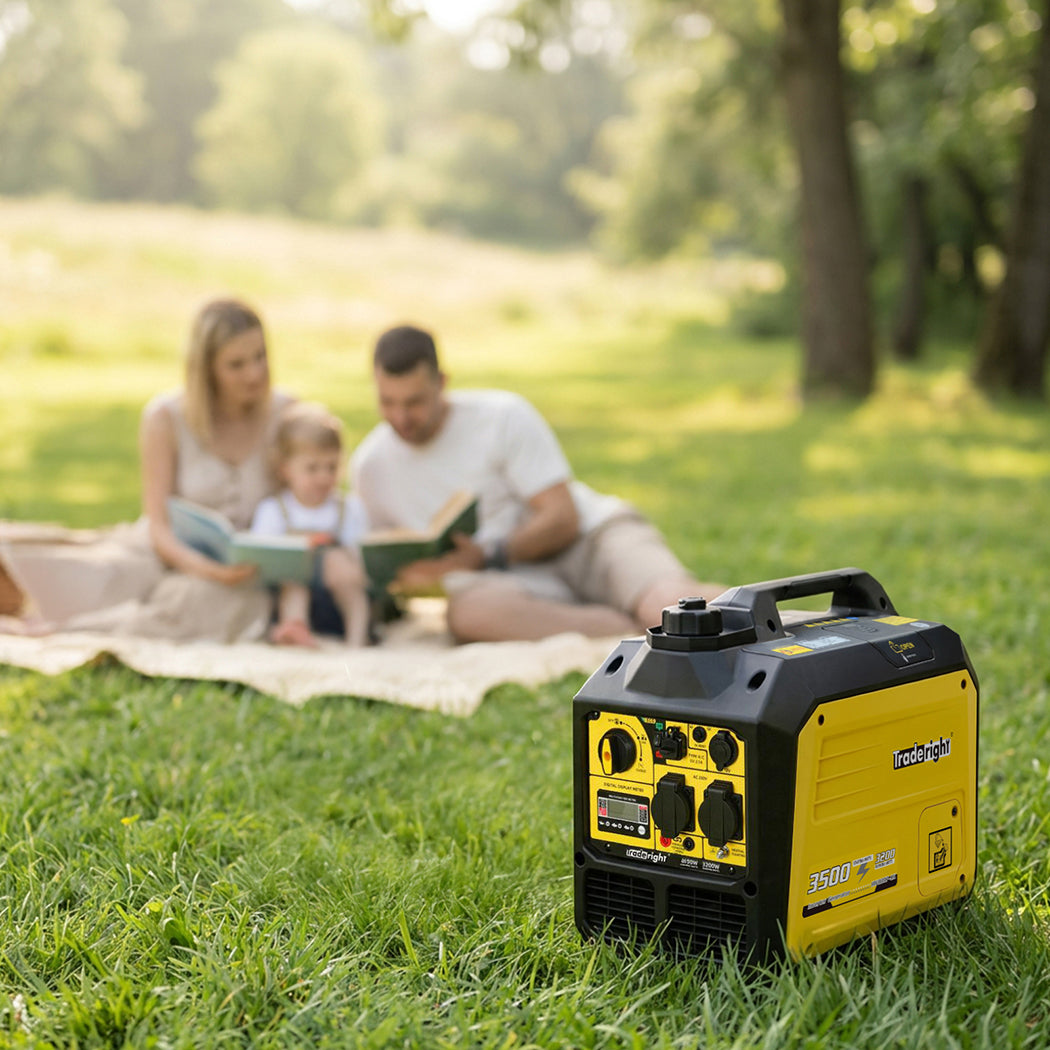 Traderight 3500W Petrol Inverter Generator Portable Silent Pure Sine Wave Power
