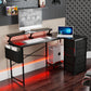 Levede L Shaped Gaming Desk with Storage Drawers Black