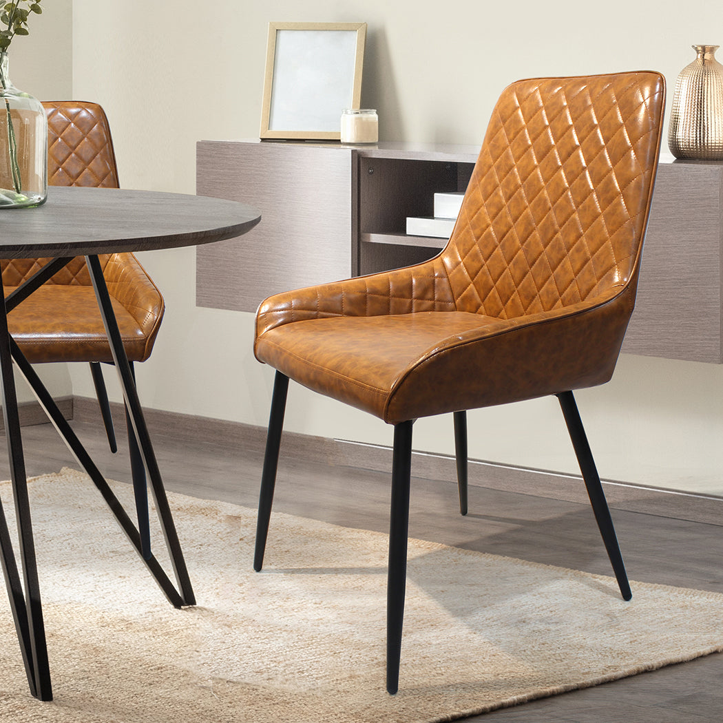Dining Chairs x 8 Padded Seat PU Faux Leather