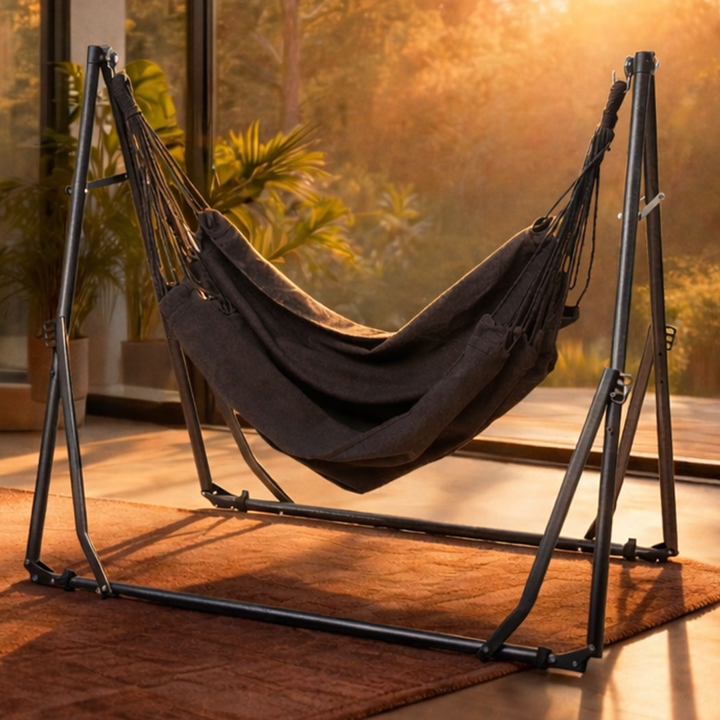 Mountview Foldable Hammock Hanging Chair with Stand Portable 3 Gear Adjustable