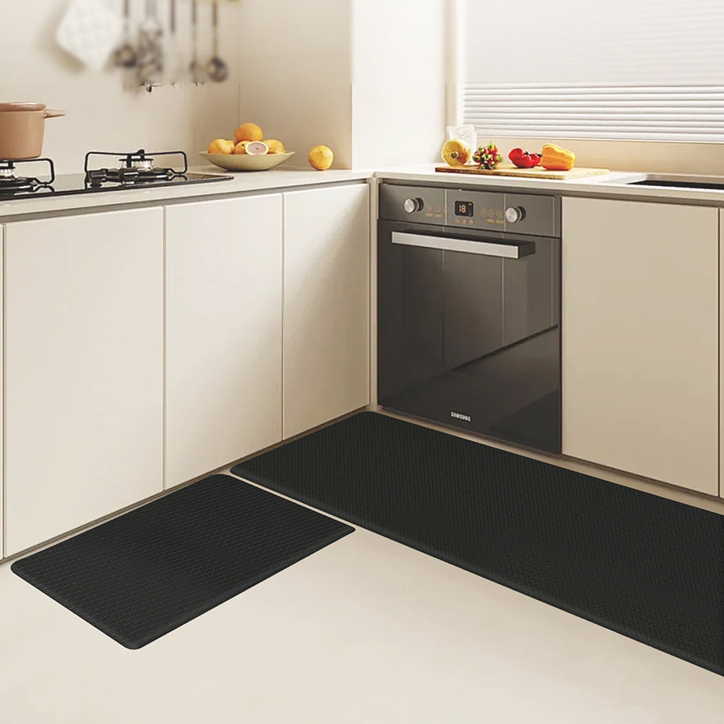 Marlow Kitchen Rug 2PCS Non Slip Anti Fatigue Mat Black