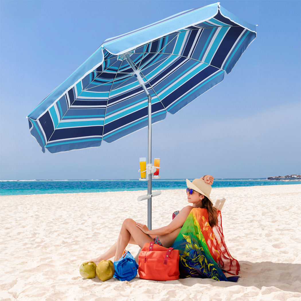 Mountview 2.2M Outdoor Beach Umbrellas Sand Blue